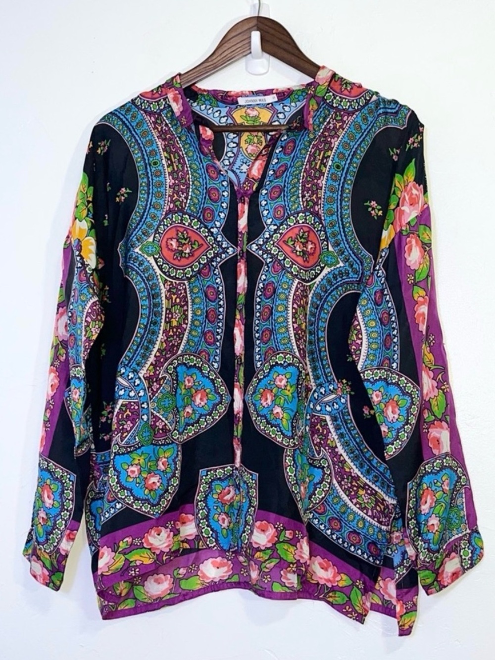 Johnny Was Audrey Size S Paisley Silk Button Down Blouse